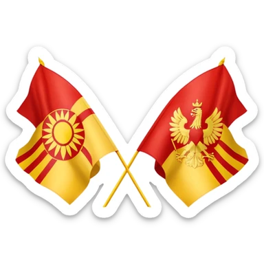 combine half the macedonian flag with half the polish flag so there is an even amount of each in the one flag. keep the colours of the flags the same do not merge them. just cut half of each and put them together sticker