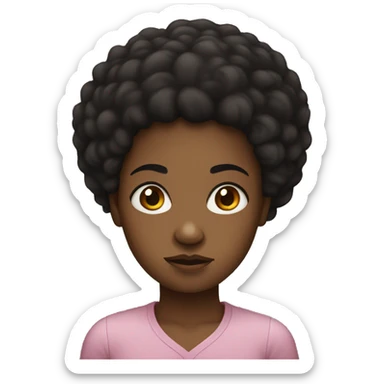 Black girl with Afro frowning sticker