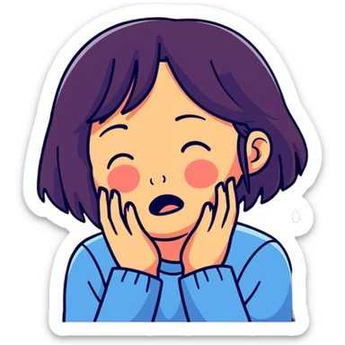 a girl crying in pain, sad, tears streaming down face sticker