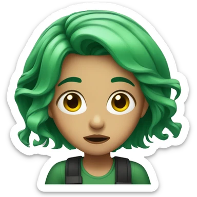  scared girl green hair  sticker
