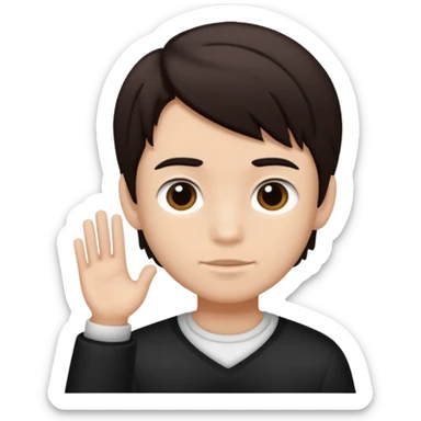 Dark brown hair, black and white skined and is a boy sticker