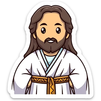 Jesus Christ with long hair and beard, wearing traditional robes sticker