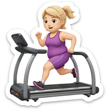 girl running on treadmill fat sticker