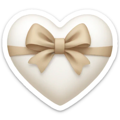white heart with beige bow sticker