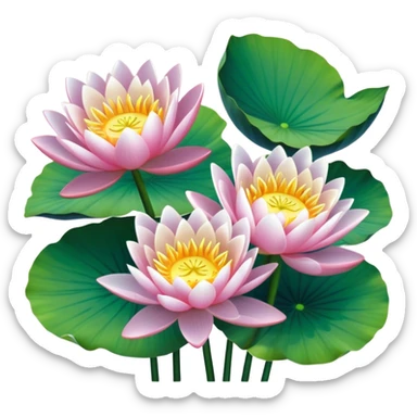 luxuriant, bouquet Water Lily, stem, Water Lily leaf sticker