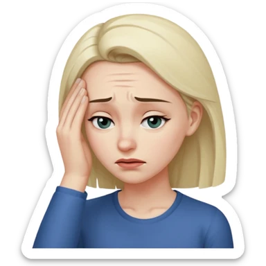 the emotional female emoji with a furrowed brow and her hand on her forehead sticker