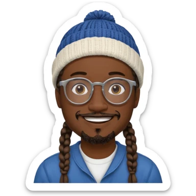 man with braids glasses beanie and goatee sticker
