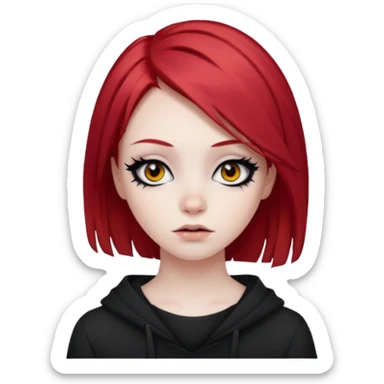 emo girl with red hair sticker