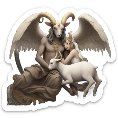 Baphomet and the lovers card sticker