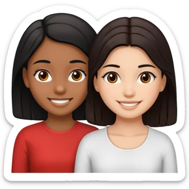 2 girls one brown skin with black hair and other with white skin and brown hair  sticker