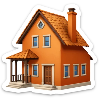 A burnt orange house sticker