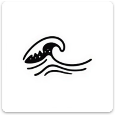 notion style hand drawn doodle of an ocean wave icon sticker