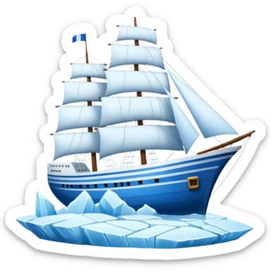 A ship moving past an iceberg sticker