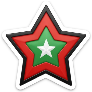 بالا قرمز پایین سیاه و وسط سفید  و وسط سفید ستاره سبزه sticker