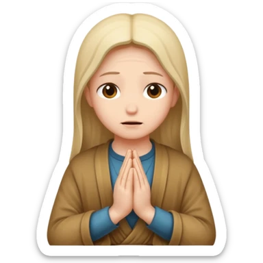 Pleading face with hands praying  sticker