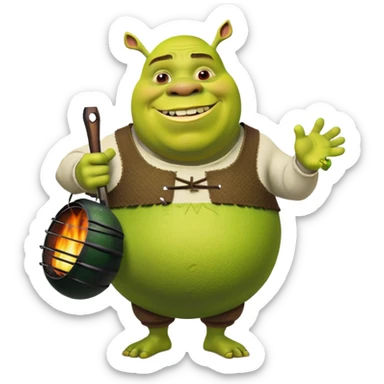 Shrek with a big egg sticker