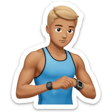 An athlete looking at their smart watch after running sticker