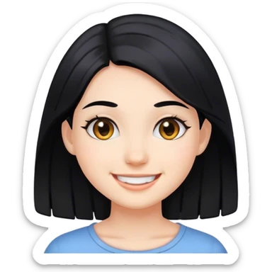 smiling girl with black hair sticker