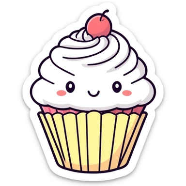 Cupcake, cushion style, plush and puffy, soft textures  sticker