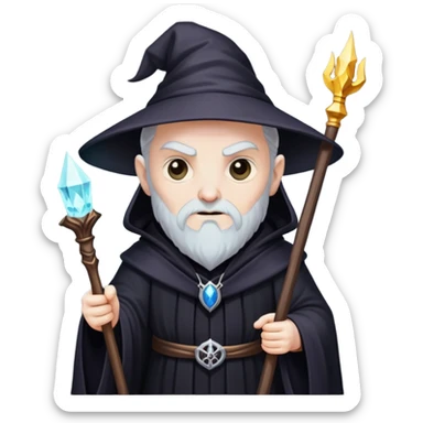 evil wizard with staff and dark robes sticker
