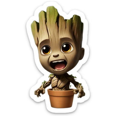 Baby groot yelling mad sticker
