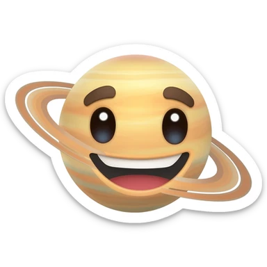saturn emoji with cartoon smiling face sticker