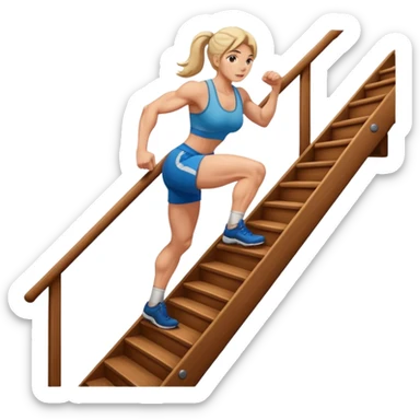 woman climbing stairs sticker