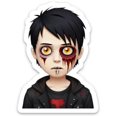 crie um menino zumbi emo sticker