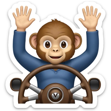 monkey pretending to drive but no car sticker