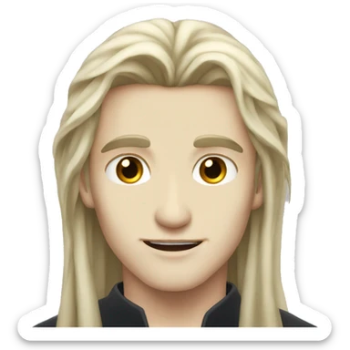 Long hair pale vampire male young handsome neutral face sticker