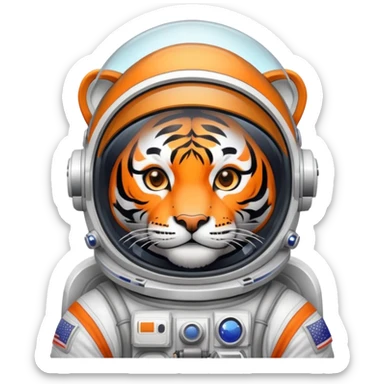 astronaut tiger face with space helmet and stars for Twitch emote sticker