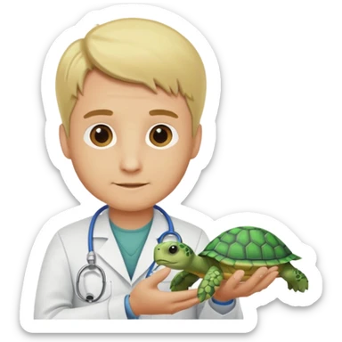 blonde man veterinarian with baby turtle sticker
