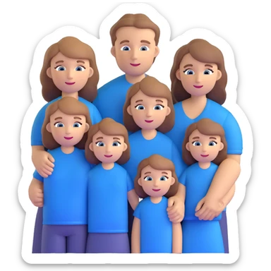 Family with mother, father and three little girls, everyone has light brown hair and blue eyes sticker