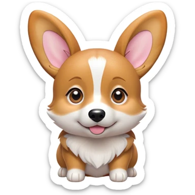 Cinematic Cute Fawn Corgi Portrait Emoji, Head tilted playfully and inquisitively, with a sleek fawn coat adorned with bright white patches and perky ears, round, sparkling brown eyes filled with curiosity, Simplified yet irresistibly adorable features, highly detailed, glowing with a warm, friendly glow, high shine, affectionate and lively, stylized with a touch of whimsy, bright and endearing, soft glowing outline, capturing the essence of a mischievous yet loving pup, so playful it feels like it could bound out of the screen and into your arms! sticker