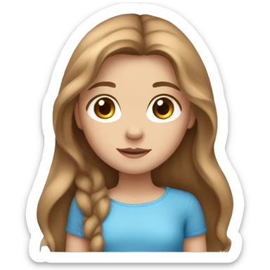 Girl with light brown brown long hair, blue eyes, and peachy skin  sticker