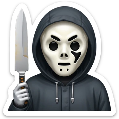 Ghostface from Scream holding a knife sticker