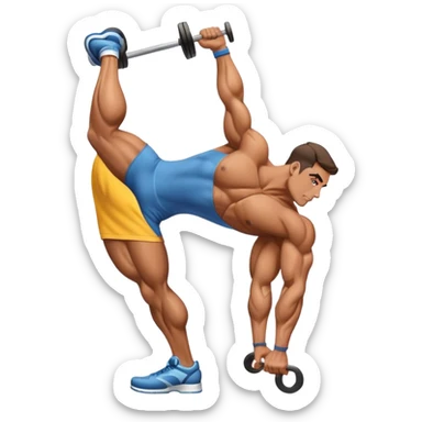 side-view bodybuilder on tip-toes performing weighted calf-raise sticker