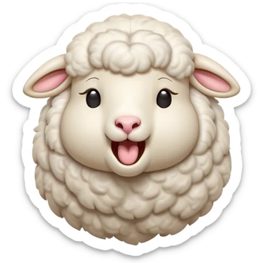 Cinematic Cute Yawning Sheep Portrait Emoji, Head tilted slightly with a dramatic, wide-open yawn, showcasing a soft, downy white fleece with gently drooping ears, round gentle eyes barely open in drowsy contentment, Simplified yet irresistibly adorable features, highly detailed, glowing with a soft, cozy glow, high shine, relaxed yet expressive, stylized with a touch of whimsical charm, bright and endearing, soft glowing outline, capturing the essence of a sleepy yet affectionate sheep, so drowsy it feels like it could stretch out of the screen and curl up for a nap! sticker