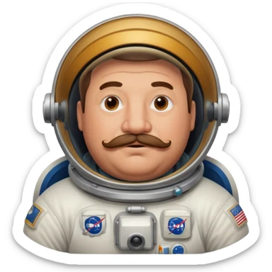 astronaut very fat man with moustache sticker
