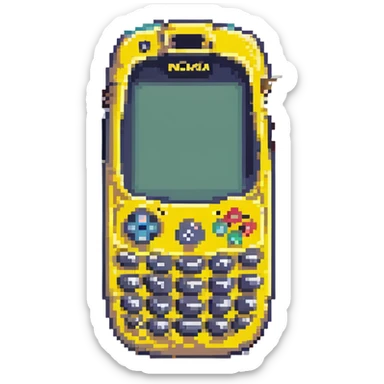 Nokia 3310 phone, pixel art style sticker