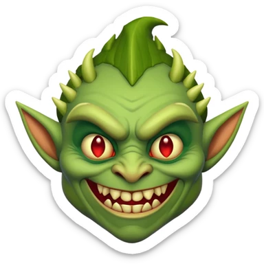 goblin enemy with pointed ears and evil grin sticker