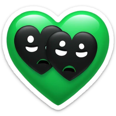 Green heart hugging black heart  sticker