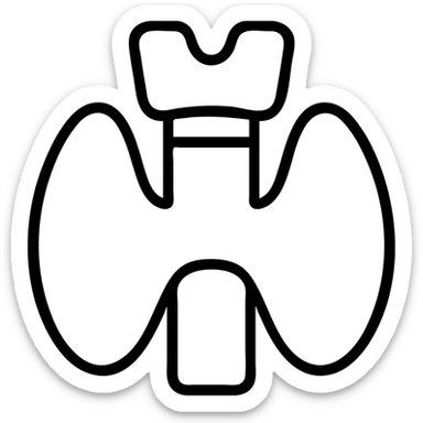 black outlined icon of the human thyroid gland, line art only sticker