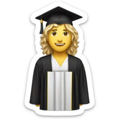 White Male college graduate long Hair emoji sticker