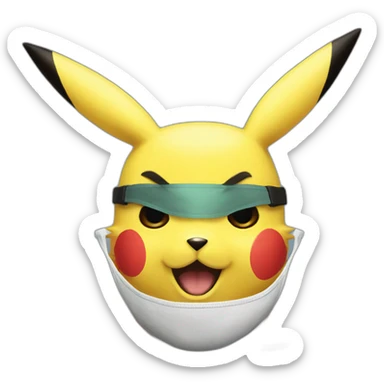 pikachu portrait with a facemask on sticker