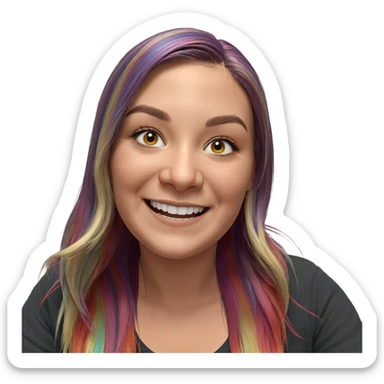 smiling girl with multicolored hair sticker