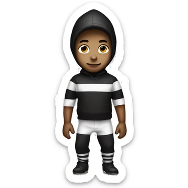  Please generate A boy burglar with Black and white striped dress sticker