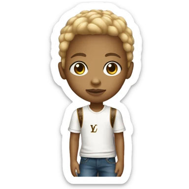 kid light skin with louis vuitton ball sticker