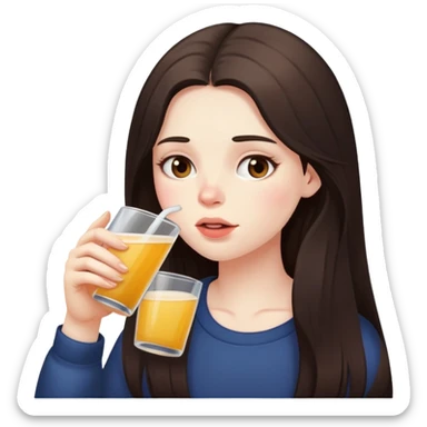 girl with long dark brown hair and pale skin drinking too much  sticker
