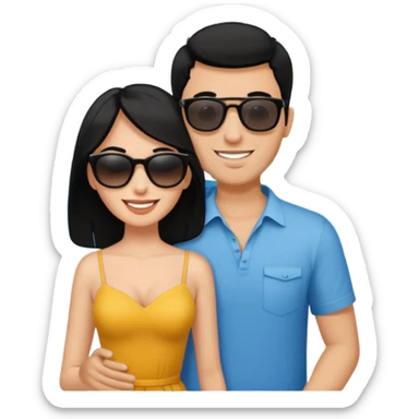 A white woman and man on their honeymoon (black hair) sticker